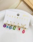Fashion Color 6-piece Set Of Copper Inlaid Zircon Drip Oil Geometric Earrings