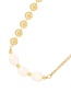 Fashion Gold-2 Copper Cutout Geometric Pearl Chain Necklace