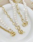 Fashion Gold-2 Copper Hollow Pig Nose Pearl Chain Necklace
