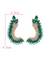 Fashion Green Alloy Diamond Wing Stud Earrings