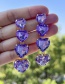 Fashion Purple Alloy Diamond Heart Stud Earrings