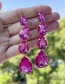 Fashion Pink Alloy Diamond Drop Earrings