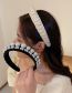 Fashion Headband - Black Large And Small Pearl Braided Flannel Headband