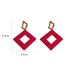 Fashion Rose Red Alloy Geometric Diamond Stud Earrings