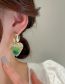 Fashion Silver Needle - Green Pearl Crystal Heart Stud Earrings