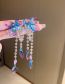 Fashion Silver Needle - Blue Alloy Diamond Butterfly Flower Crystal Long Tassel Earrings
