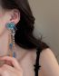 Fashion Silver Needle - Blue Alloy Diamond Butterfly Flower Crystal Long Tassel Earrings