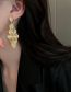 Fashion Silver Needle - Gold Alloy Hollow Leaf Fringe Cat's Eye Earrings
