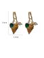 Fashion Silver Needle - Gold Metal Diamond Heart Leaf Pearl Earrings