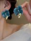 Fashion Silver Needle - Blue Painted Bee Flower Stud Earrings