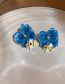 Fashion Silver Needle - Blue Painted Bee Flower Stud Earrings