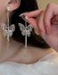 Fashion Gold Lace And Diamond Pearl Butterfly Tassel Drop Earrings