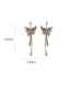 Fashion Gold Lace And Diamond Pearl Butterfly Tassel Drop Earrings
