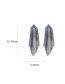 Fashion Blue Metal Geometric Diamond Tassel Drop Earrings