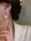 Fashion Gold Alloy Diamond Pearl C-shaped Earrings