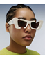 Fashion White Stripe Grey Pc Notched Cat Eye Large Frame Sunglasses
