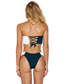 Fashion Green And White Polyester Colorblock Pleated Tie Split Swimsuit