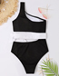 Fashion Black Polyester Pit Bar Colorblock One-shoulder Cutout One-piece Swimsuit