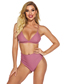 Fashion Pink Polyester Solid Color High Waist Split Swimsuit
