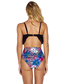 Fashion Color Striped Ruffled High-waisted Flash-print Swimsuit
