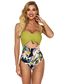 Fashion Green Polyester Print One Piece Swimsuit