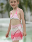 Fashion Pink Polyester Print Halter Swimsuit