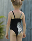 Fashion Color Matching Colorblock Tie-front High Waist One Piece Children's Swimsuit