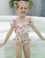 Fashion Color Printed Fungus Edge Split Children's Swimsuit
