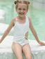 Fashion White Polyester Ring One Piece Children's Swimsuit