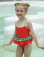 Fashion Red Fungus Edge Watermelon Print Suspenders One-piece Children's Swimsuit