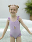 Fashion Purple Solid Color One-piece Children's Swimsuit With Fungus