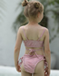 Fashion Pink Polyester Print Lace-up Split Kids Swimsuit