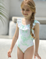 Fashion White Ruffled Tie Dye Flash One Piece Children's Swimsuit
