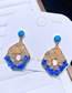 Fashion Gold Color Irregular Geometric Contrast Color Crystal Stud Earrings