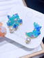 Fashion Blue Pure Copper Geometric Gradient Crystal Stud Earrings