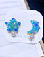 Fashion Blue Pure Copper Geometric Gradient Crystal Stud Earrings