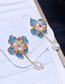 Fashion Gold Color Copper Diamond Geometric Flower Pearl Stud Earrings