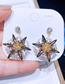 Fashion Gold Color Crystal Flower Pearl Stud Earrings