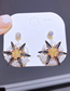 Fashion Gold Color Crystal Flower Pearl Stud Earrings