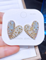 Fashion Gold Color Contrast Color Crystal Heart Stud Earrings