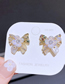 Fashion Gold Color Copper Diamond Bow Shell Pearl Stud Earrings
