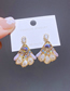 Fashion Gold Color Copper Diamond Pearl Crystal Fan Stud Earrings