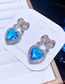 Fashion Princess Powder Brass Heart Diamond Bow Stud Earrings