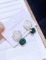 Fashion Gold Color Square Green Crystal Shell Rose Stud Earrings