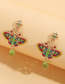 Fashion Green Alloy Drop Oil Colorblock Butterfly Earrings