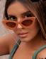 Fashion Turbid Water Orange Flakes Pc Triangle Cat Eye Large Frame Sunglasses