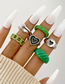 Fashion 1# Alloy Drip Oil Heart Geometric Threaded Ring Set