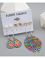 Fashion Silver Color Alloy Geometric Colorful Leaf Drop Shape Love Pearl Earring Set