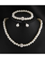 Fashion 2# Alloy Pearl Beaded Diamond Geometric Necklace Earring Set