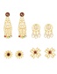 Fashion Gold-4 Bronze Zirconium Hollow Flower Tassel Stud Earrings